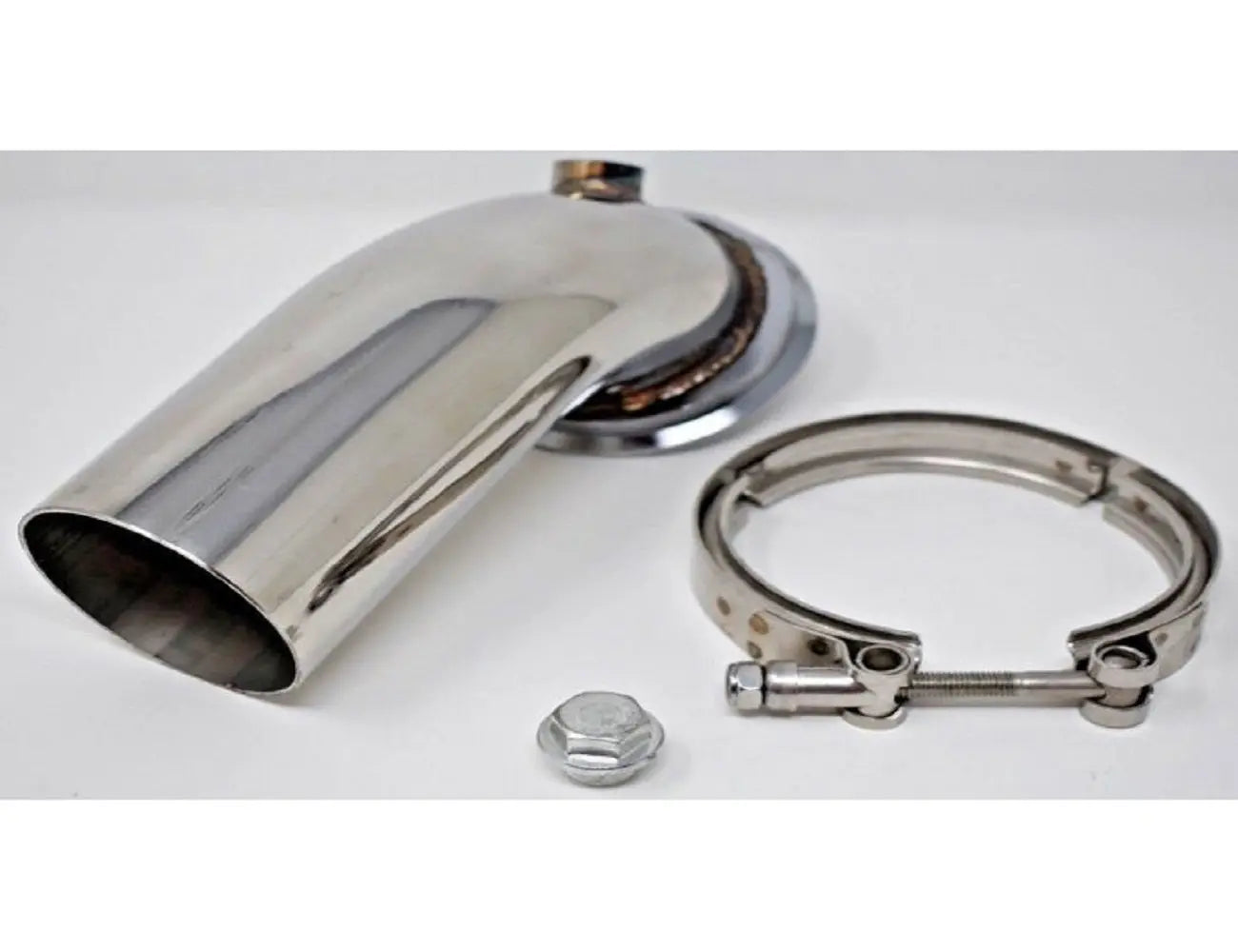 Stainless steel 90° downpipe elbow with V-band flange clamp for Holset Turbo HY35 HX HE351 exhaust system by Jack Spania Racing