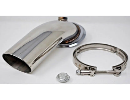 Stainless steel 90° downpipe elbow with V-band flange clamp for Holset Turbo HY35 HX HE351 exhaust system by Jack Spania Racing