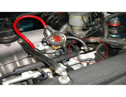 Fuel pressure regulator rail adapter riser for Honda Acura Civic Integra Crx by Jack Spania Racing, engine part with metal fittings.