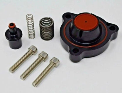 Jack Spania Racing Blow Off Diverter Valve Adapter Spacer for VW and Audi 2.0T engines, shown on engine components.