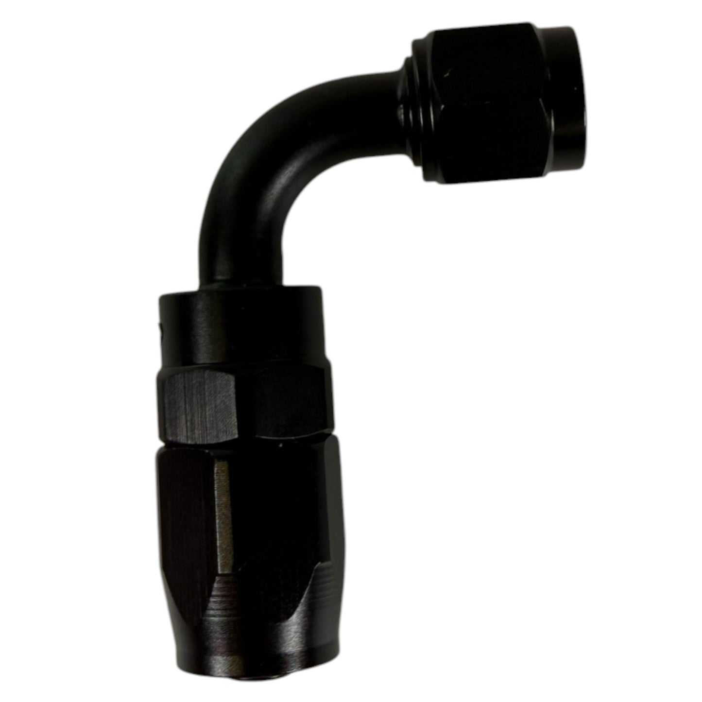 Jack Spania Racing AN8 8AN swivel hose end fittings in 0°, 45°, and 90° angles for engine performance and fuel system connections.