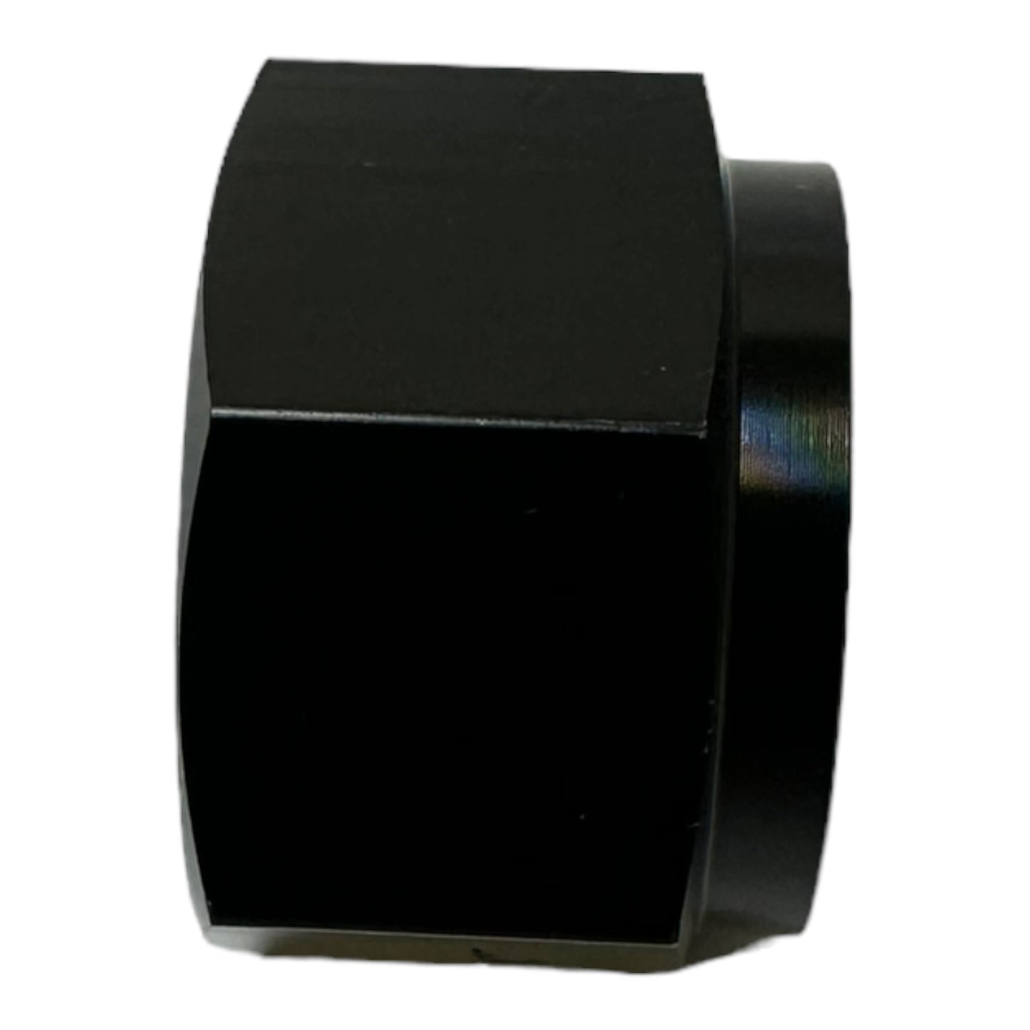 Black aluminum 10AN flare caps for coolant, air, fuel, and oil lines by JackSpania Racing, engineered for engine performance.