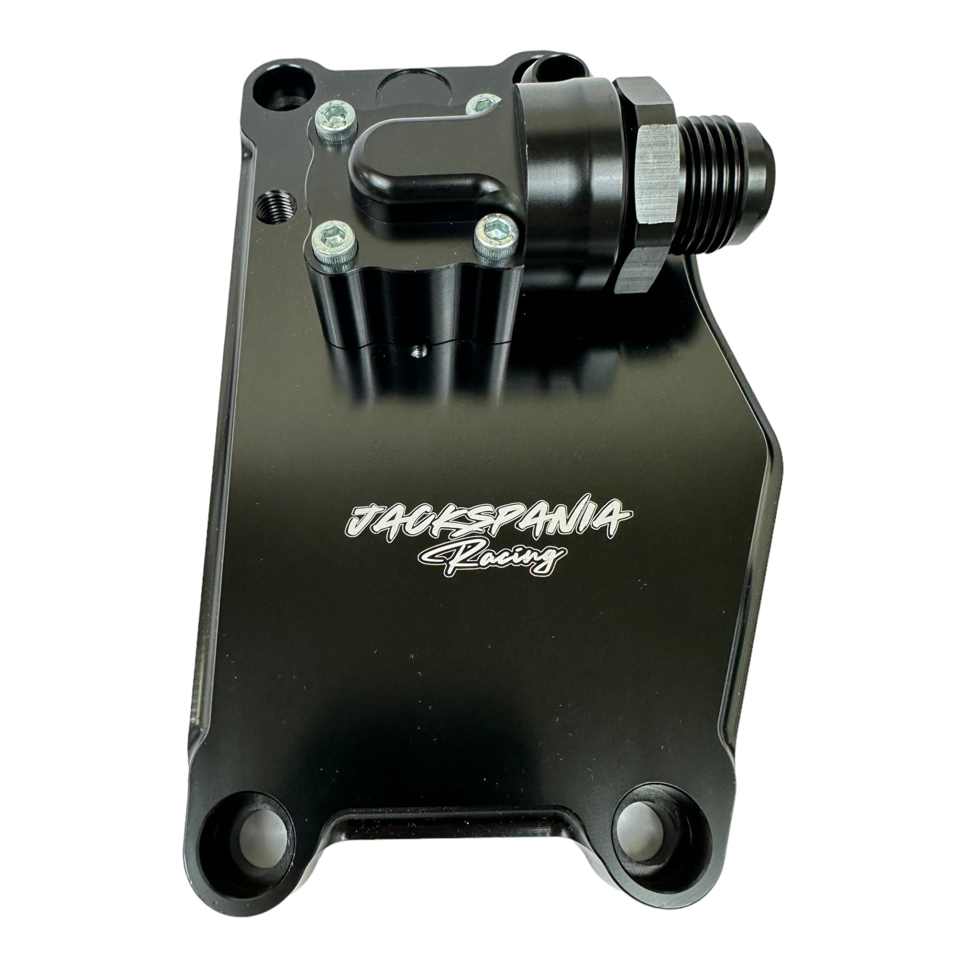 JackSpania Racing K20 K24 K Series electric water plate kit with alternator brackets and fittings for engine cooling.