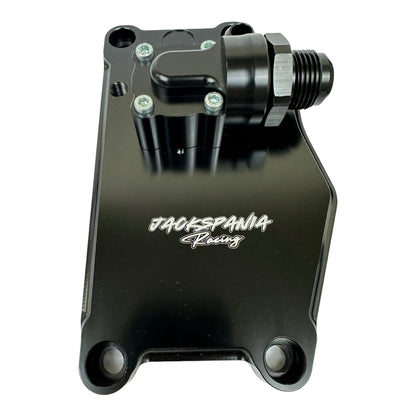 JackSpania Racing K20 K24 K Series electric water plate kit with alternator brackets and fittings for engine cooling.