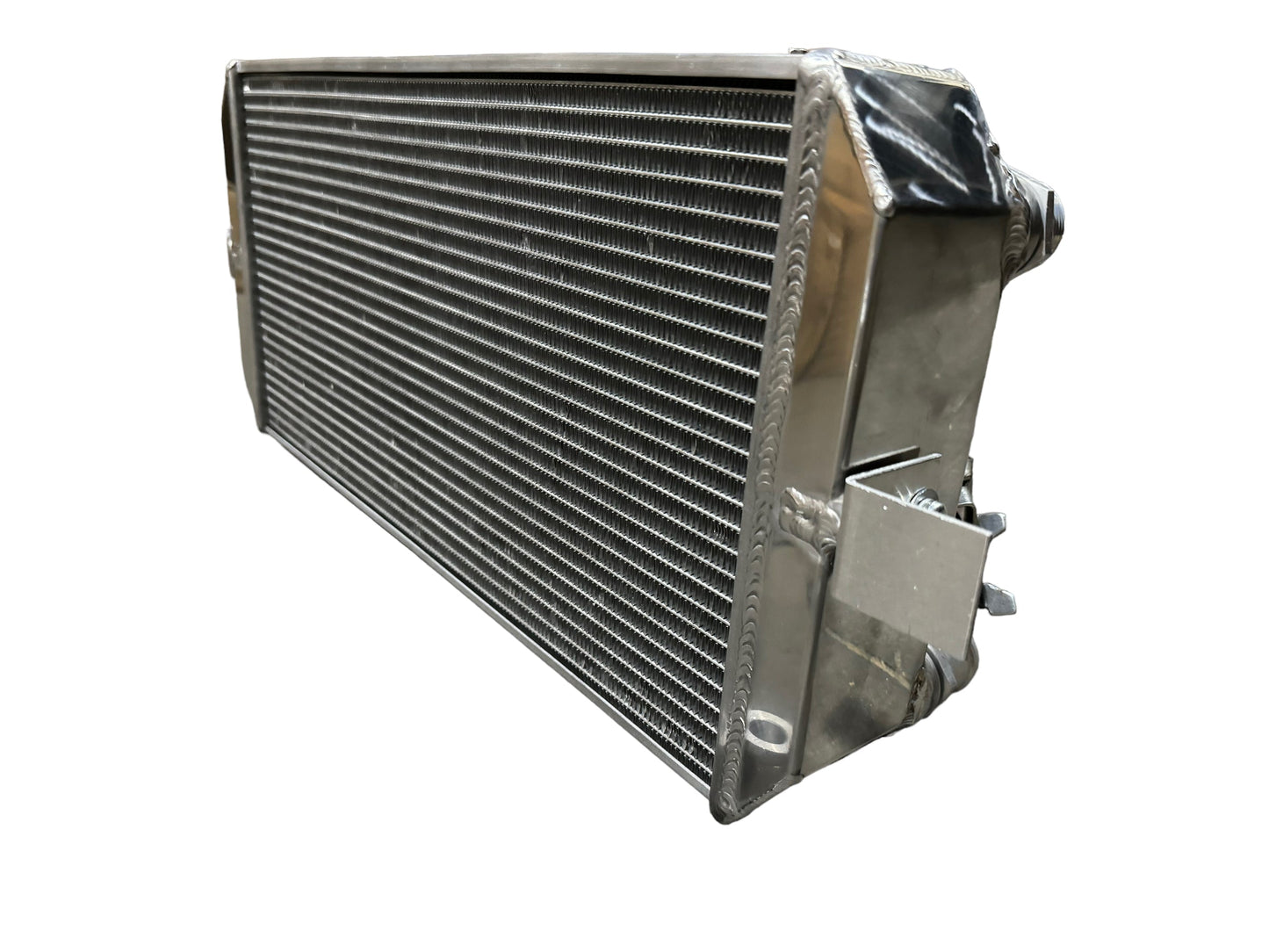 Full size tucked radiator for Honda Acura B and K Series engines by Jack Spania Racing, with 16AN shroud visible.