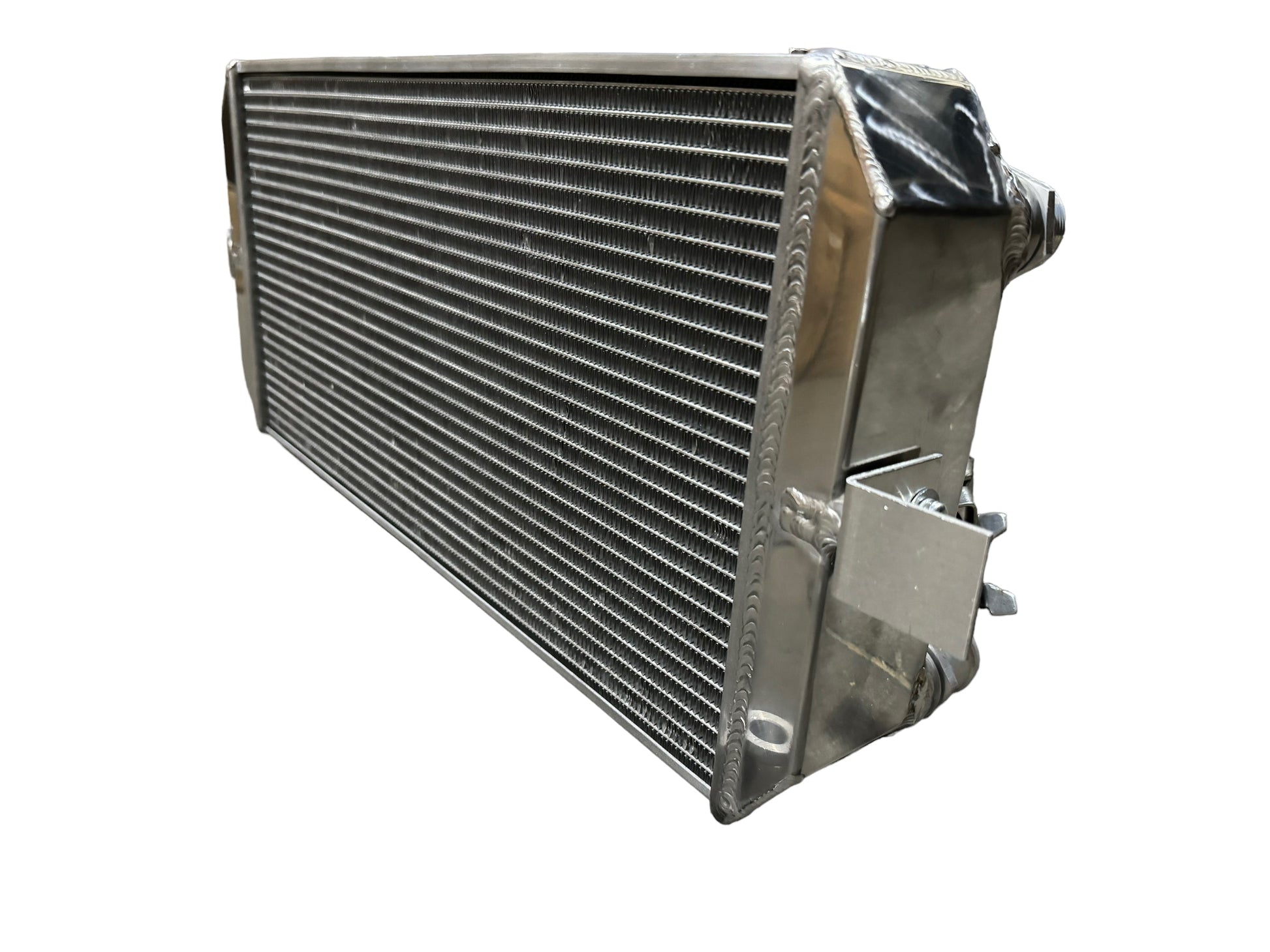 Full size tucked radiator for Honda Acura B and K Series engines by Jack Spania Racing, with 16AN shroud visible.