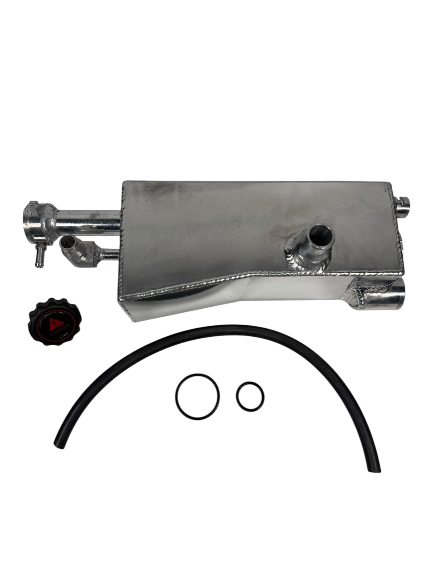 Aluminum coolant reservoir tank for BMW E46 E53 E83 323i 325i 328i 330i M52 M54 engine, by JackSpania Racing.