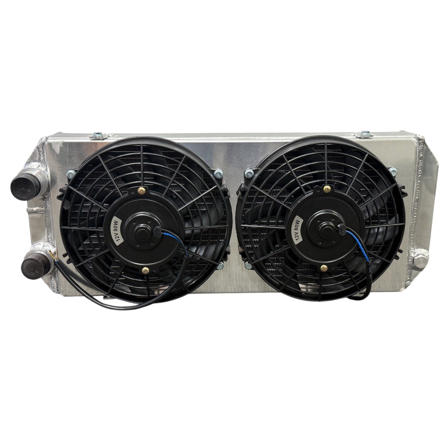 Full size tucked radiator for Honda Acura B Series K Series engines, Jack Spania Racing engine part with 16AN shroud.