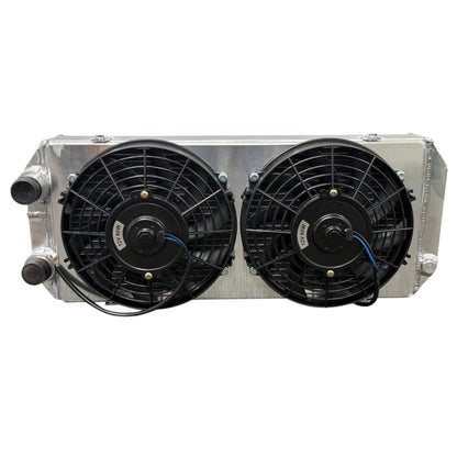 Full size tucked radiator for Honda Acura B Series K Series engines, Jack Spania Racing engine part with 16AN shroud.