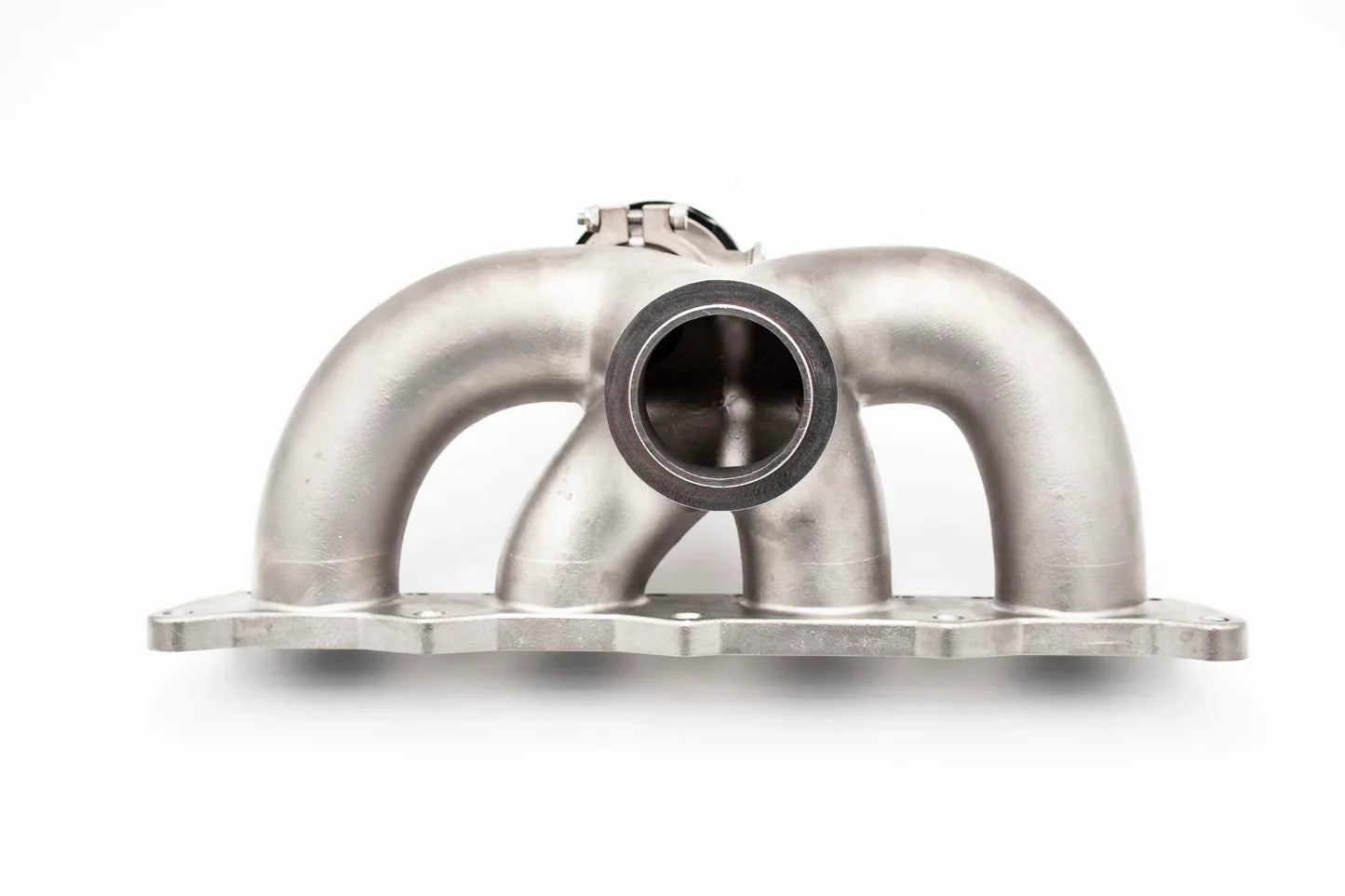 JackSpania Racing VW MK4 1.8T 20V exhaust turbo manifold with bottom mount PTE Garrett Precision V-band fitting.