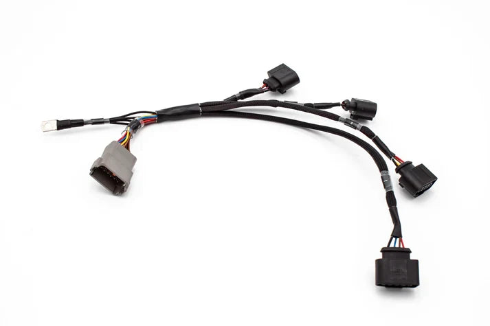 VW Beetle 2000-2010 engine harness with 1.8T OEM+ ME7.5 40-pin connector, compatible with narrowband and wideband ECUs by JackSpania Racing.