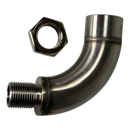 JackSpania Racing J Style 90° M18 x 1.5 oxygen sensor spacer kit for exhaust systems, fixing check engine light issues.