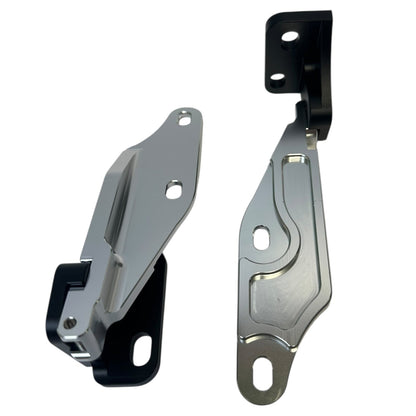 Jack Spania Racing billet quick hood hinge release latch for Honda Acura 92-01 Civic Type R DC2 EK engine parts, showcasing the metal latch.