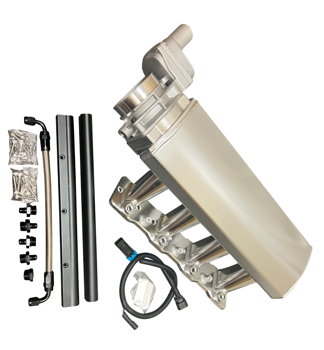 LS 102mm Fabricated 8″ Tall Intake Manifold with Fuel Rails & Drive By Wire DBW Throttle Body TB GM Chevrolet LS LSX LS3 L92 SBC Small Block Chevy V8 GEN - Jack Spania Racing