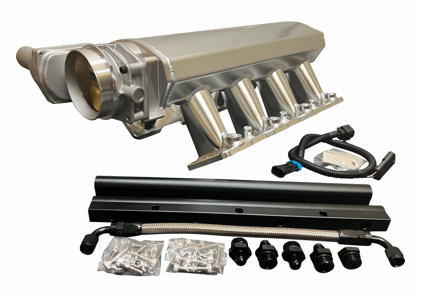 LS 102mm Fabricated 8″ Tall Intake Manifold with Fuel Rails & Drive By Wire DBW Throttle Body TB GM Chevrolet LS LSX LS3 L92 SBC Small Block Chevy V8 GEN - Jack Spania Racing