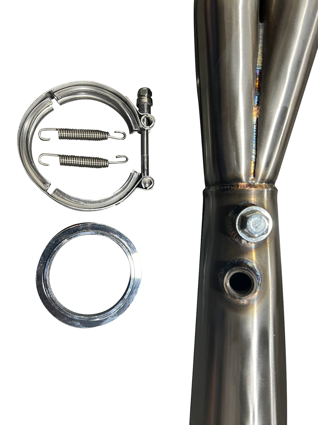 Jack Spania Racing K Series K20 K24 K Swap megaphone 4-1 collector merger with 3-inch V-band tri-Y pipe for Honda EG, EK, CRX, EF Si exhaust.
