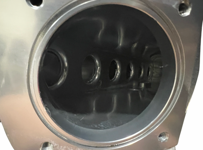 BMW E36 E46 M50 M52 M54 intake manifold and throttle body engine parts by Jack Spania Racing, showing the polished metal components.