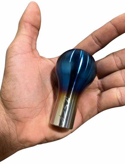Titanium weighted shift knob with tear drop design by Jack Spania Racing, fits 10 x 1.5 Si RSX EK EG Civic EF interior gear shift.