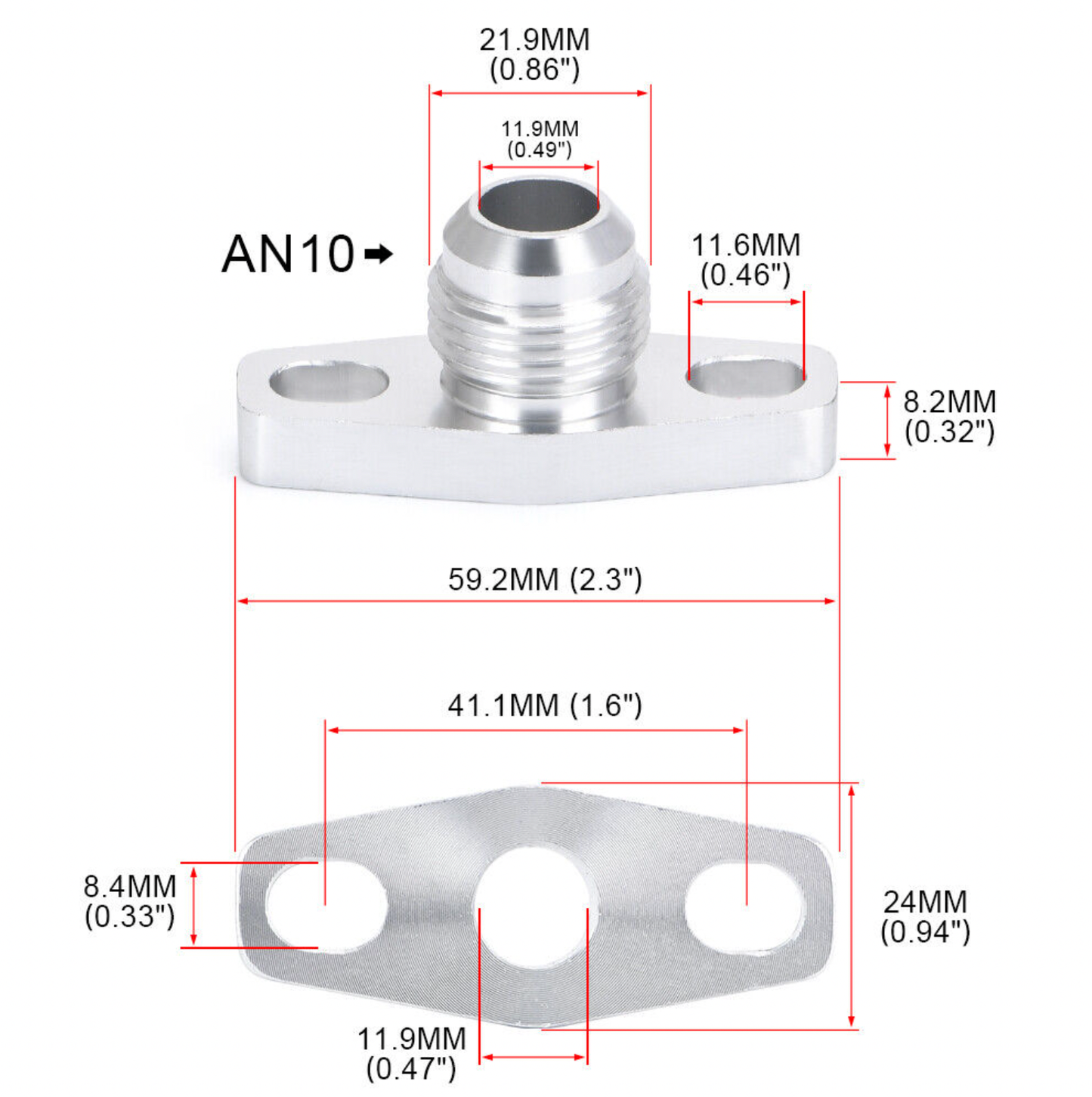 Jack Spania Racing billet turbo oil drain return adapter flange with gasket for Garrett T3 T4 GT40 GT28 GT30 GT35 engines.