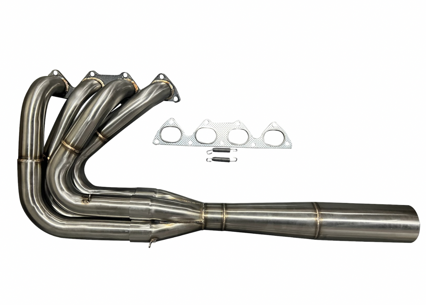 Jack Spania Racing B Series Megaphone Race Header with side fender exit for B18 B18B B18C1 B18C exhaust collector system