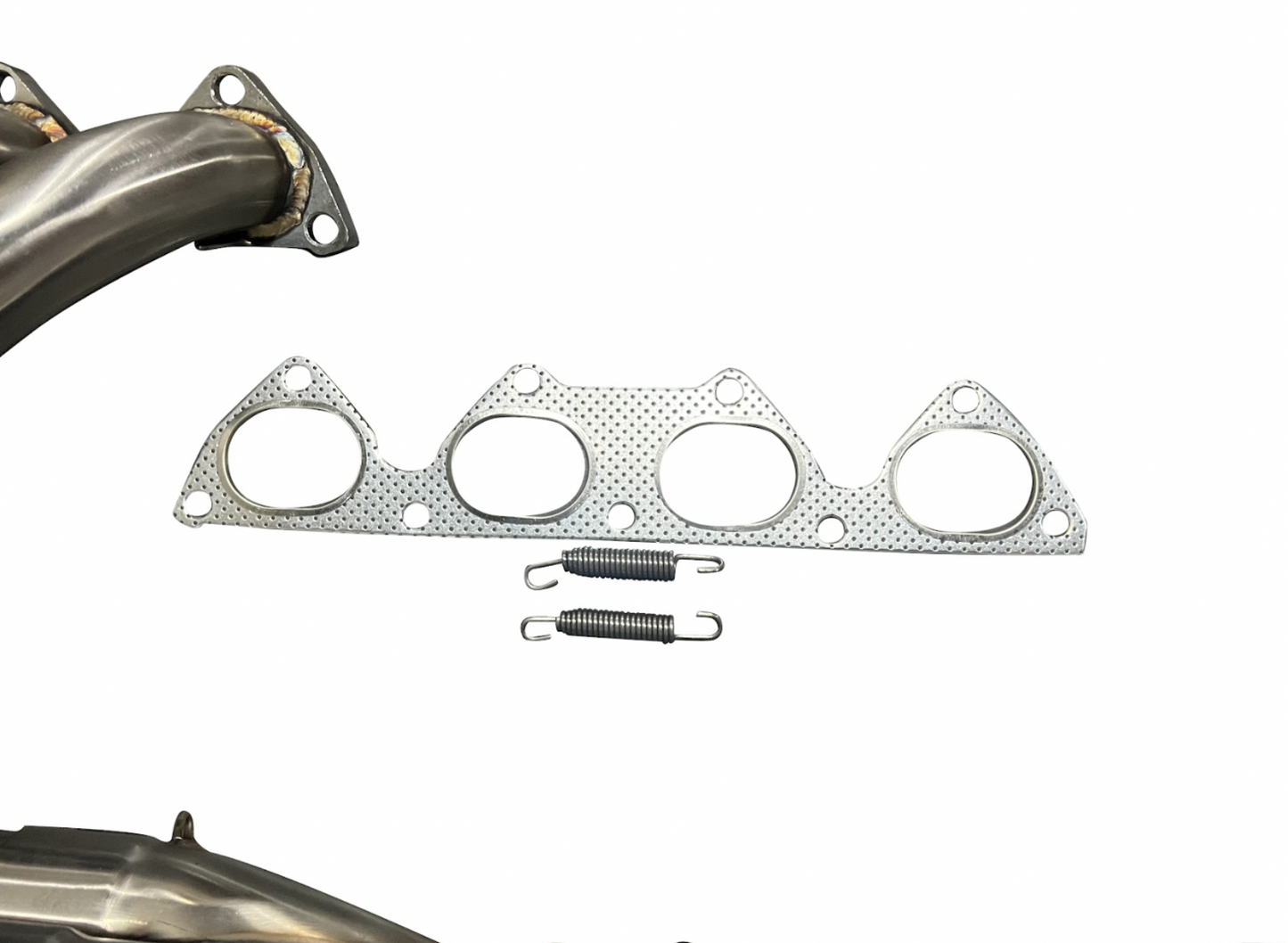 Jack Spania Racing B Series Megaphone Race Header with side fender exit, B18B and B18C 4-1 collector for exhaust performance.