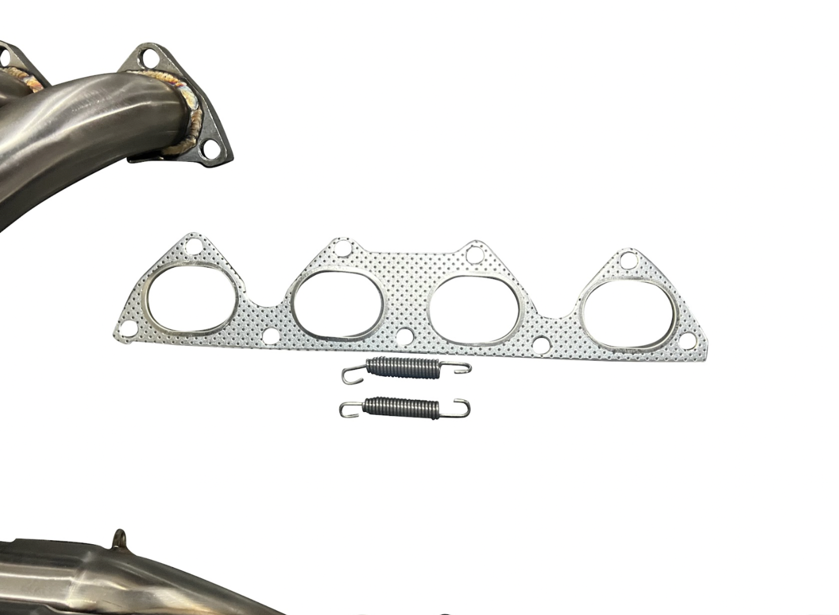Jack Spania Racing B Series Megaphone Race Header with side fender exit, B18B and B18C 4-1 collector for exhaust performance.