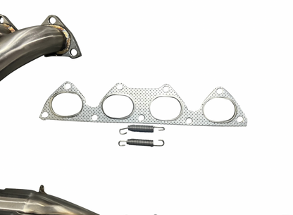 Jack Spania Racing B Series Megaphone Race Header with side fender exit, B18B and B18C 4-1 collector for exhaust performance.