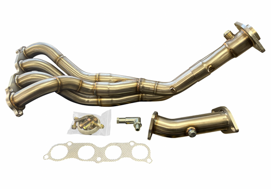 Jack Spania Racing K-Series race header for Honda RSX EP3 Type S with K20 and K24 engine parts, shown in the image.