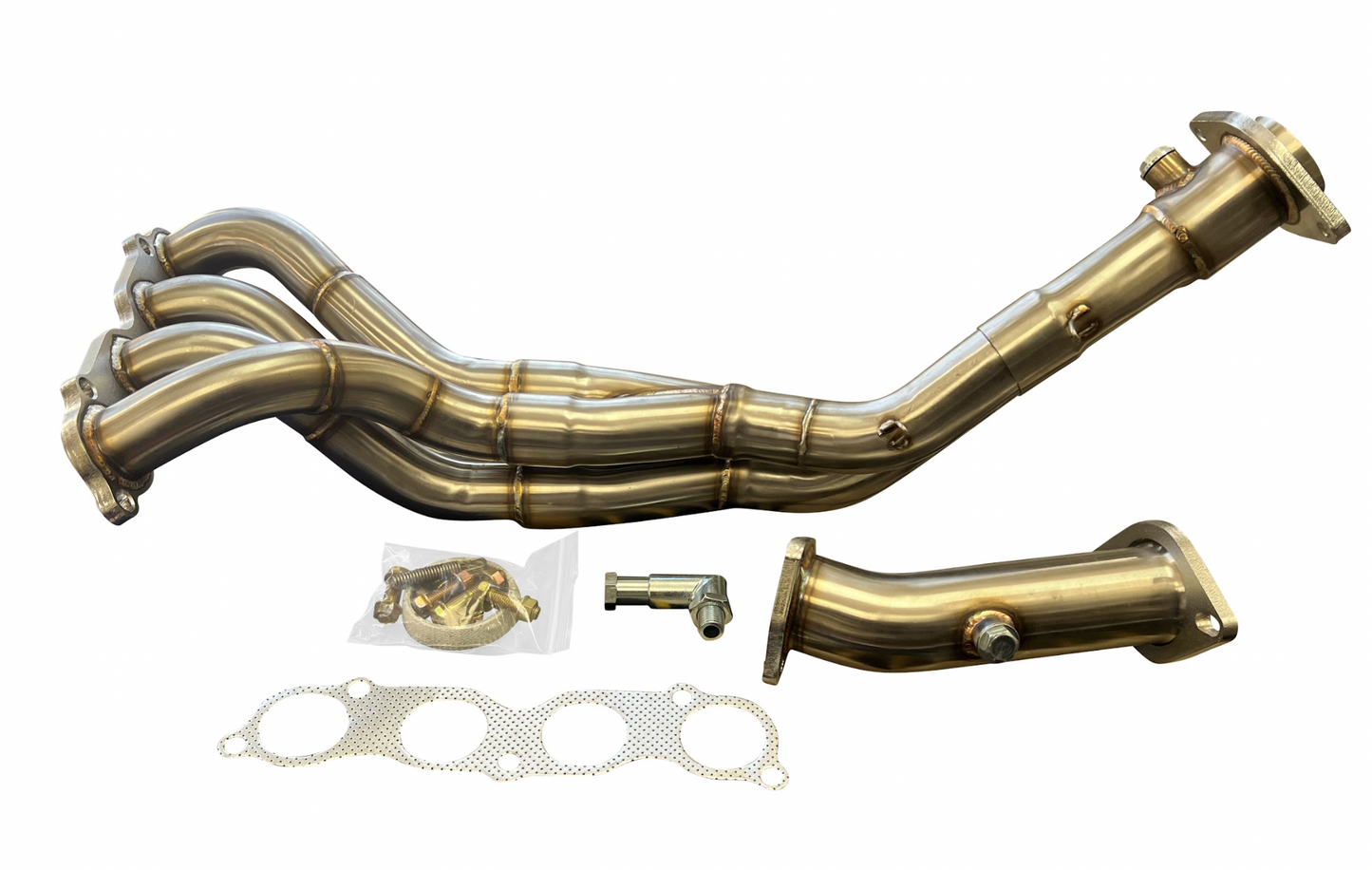 Jack Spania Racing K-Series race header for RSX EP3 Type S with K20 K24 engine, shown in detailed engine parts image.
