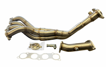 Jack Spania Racing K-Series race header for RSX EP3 Type S with K20 K24 engine, shown in detailed engine parts image.