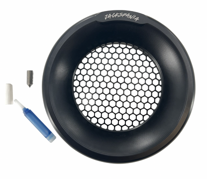 JackSpania Racing billet 4-inch turbo inlet guard with velocity stack adapter and bellmouth for engine performance.