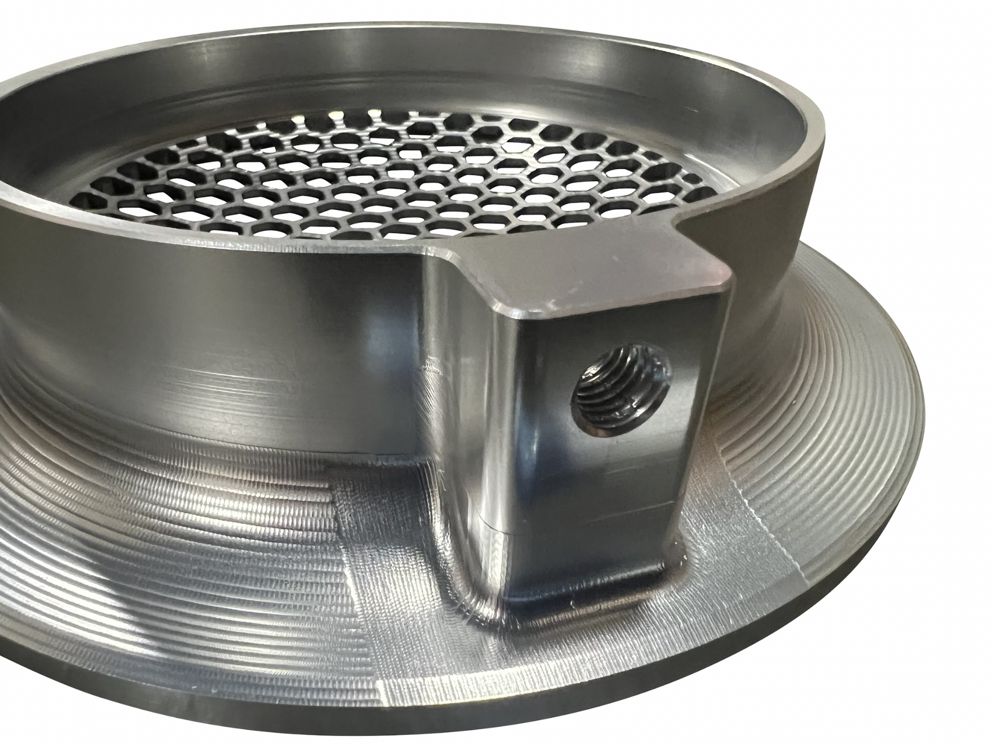 JackSpania Racing billet 4-inch turbo inlet guard with velocity stack adapter and bellmouth for engine performance.