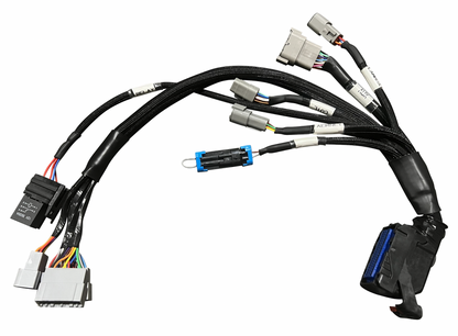 JackSpania Racing Plug & Play Jumper Harness for AEM Infinity ECUs, compatible with 506, 508, 6, and 8H engine control units.