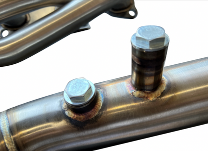 Stainless steel JackSpania Racing long tube headers for Nissan VQ35DE 350Z 370Z G35 G37 Infiniti exhaust parts, shown in the image.