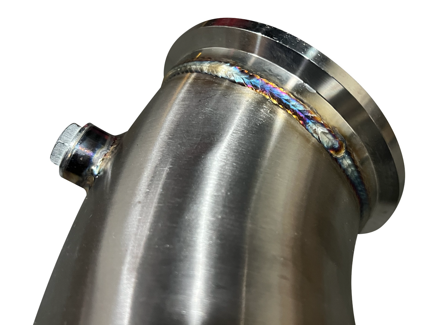 Stainless steel downpipe for Toyota Supra B58 2019+ A90, 4.5-inch exhaust part from JackSpania Racing.