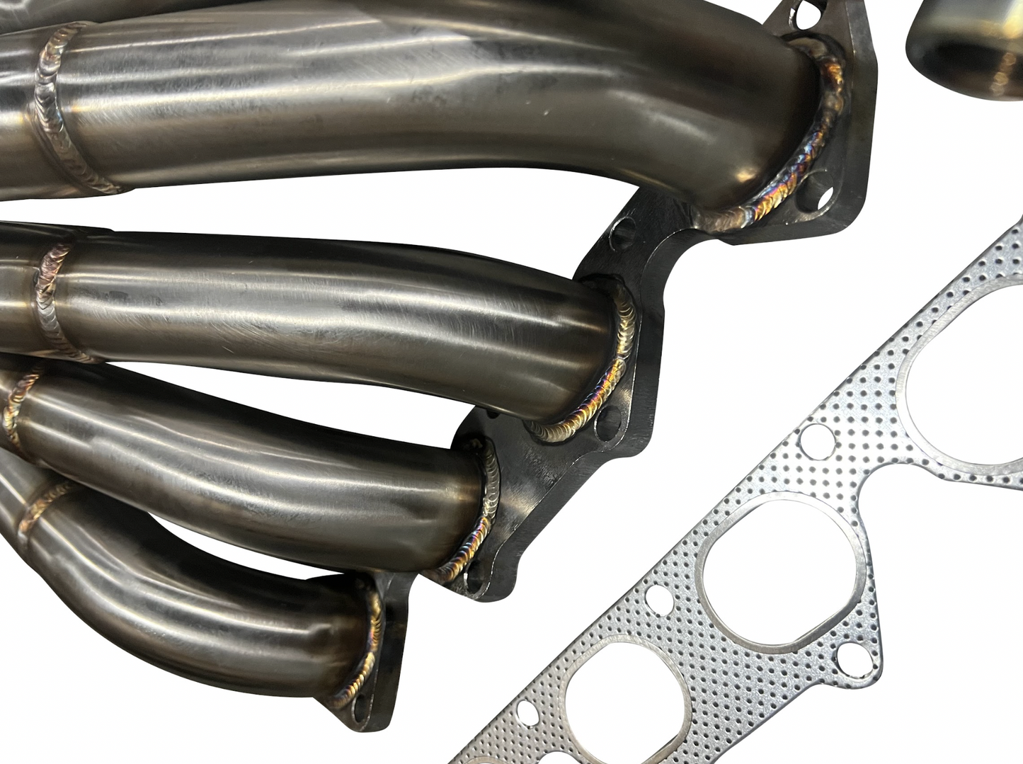 Honda Acura B Series race exhaust header with hood exit by Jack Spania Racing, fitted on a B16, B18, or B20 engine in a Civic.
