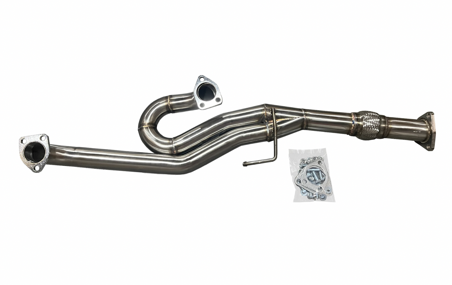 Stainless steel J Series J Pipe header for Honda Acura V6 models, compatible with TL, Accord 2003-2008, by JackSpania Racing.