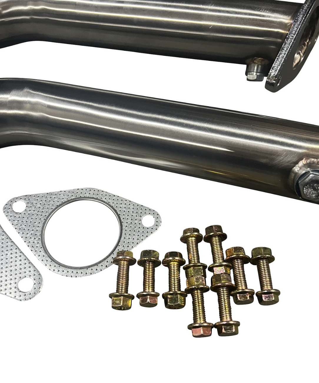JackSpania Racing 16-23 Infiniti Q50 Q60 3.0T twin turbo lower downpipes, exhaust parts, shown in the image.