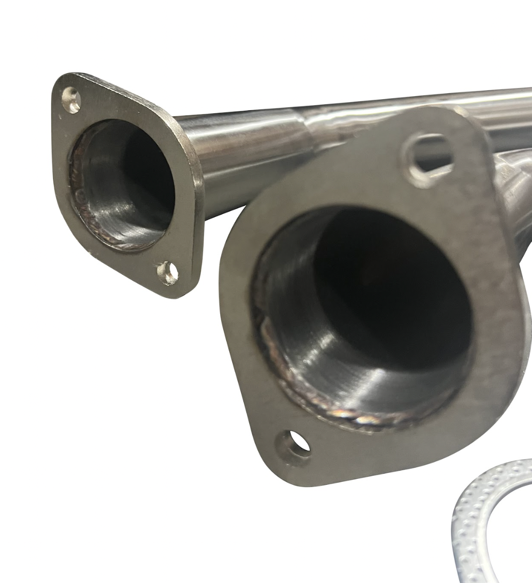 JackSpania Racing 16-23 Infiniti Q50 Q60 3.0T Twin Turbo lower downpipes exhaust parts showing metallic finish and installation details.