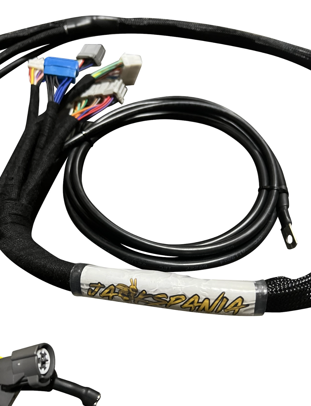 JackSpania Racing B D H F Series Tucked Engine Sub Chassis Harness for OBD1 engine systems, detailed view of the wiring harness.