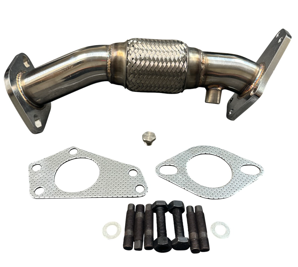 JackSpania Racing Subaru WRX STI Up Pipe, compatible with EJ engines, shown in detailed view of the exhaust part.