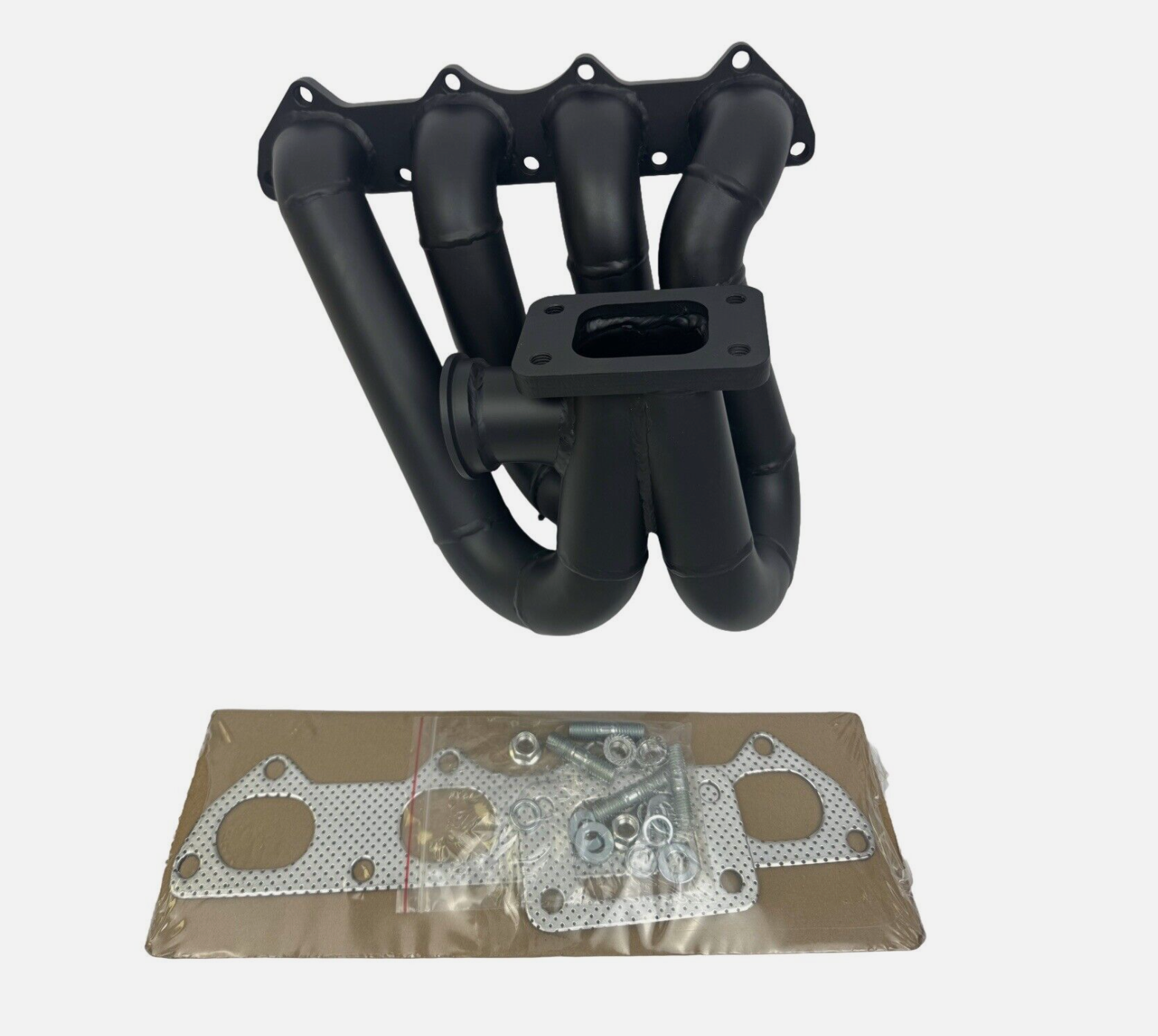 Jack Spania Racing B Series turbo kit ceramic coated top mount manifold and up pipe for 6262 and 3582 T3 turbo, 44mm exhaust.
