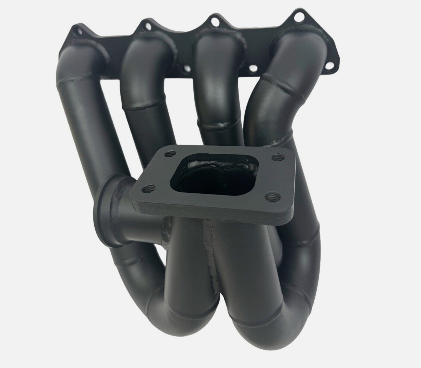 Jack Spania Racing B Series turbo kit ceramic coated top mount manifold up pipe with T3 44mm flange and 6262 or 3582 turbo fitting.
