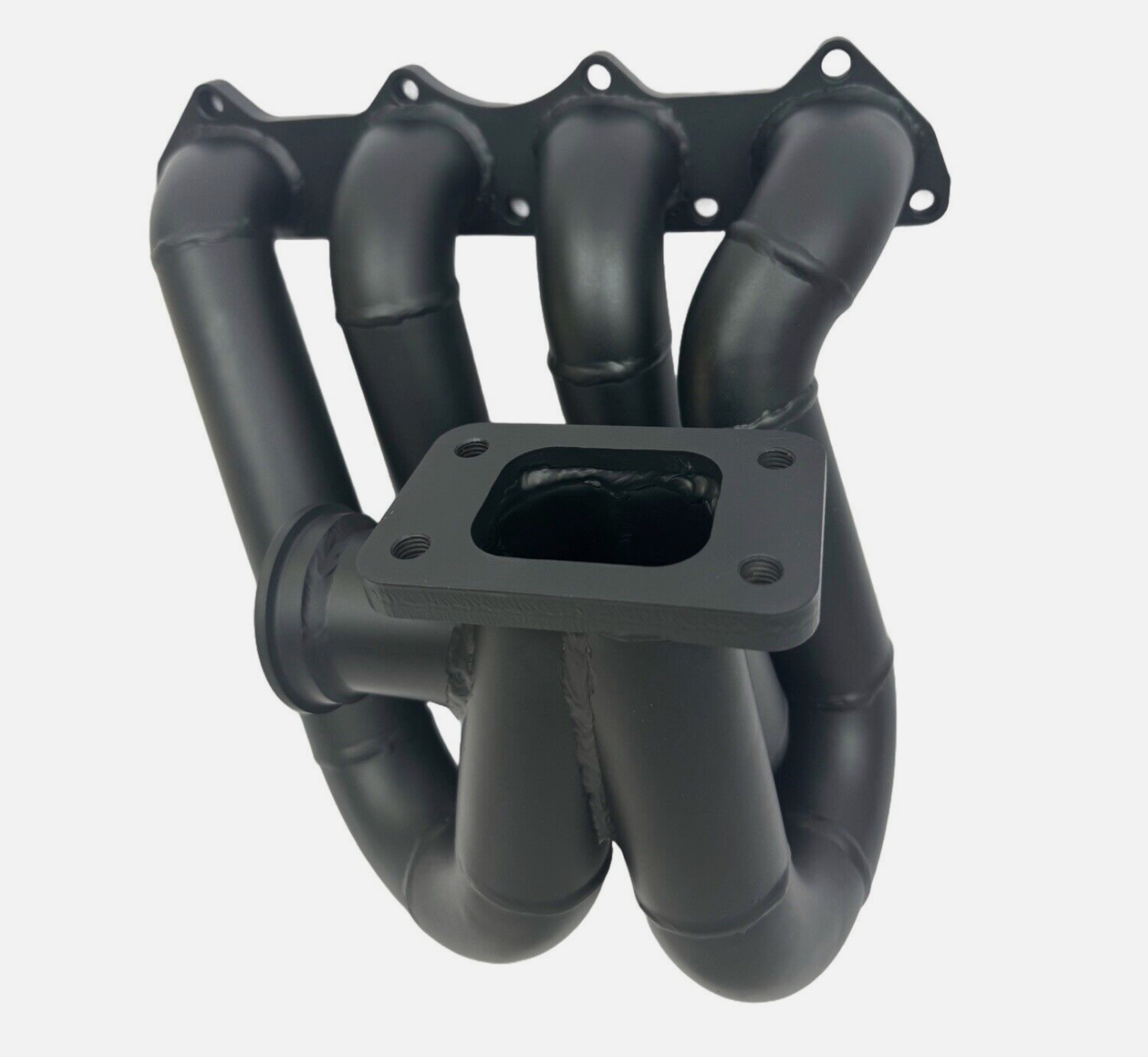 Jack Spania Racing B Series turbo kit ceramic coated top mount manifold up pipe with T3 44mm flange and 6262 or 3582 turbo fitting.