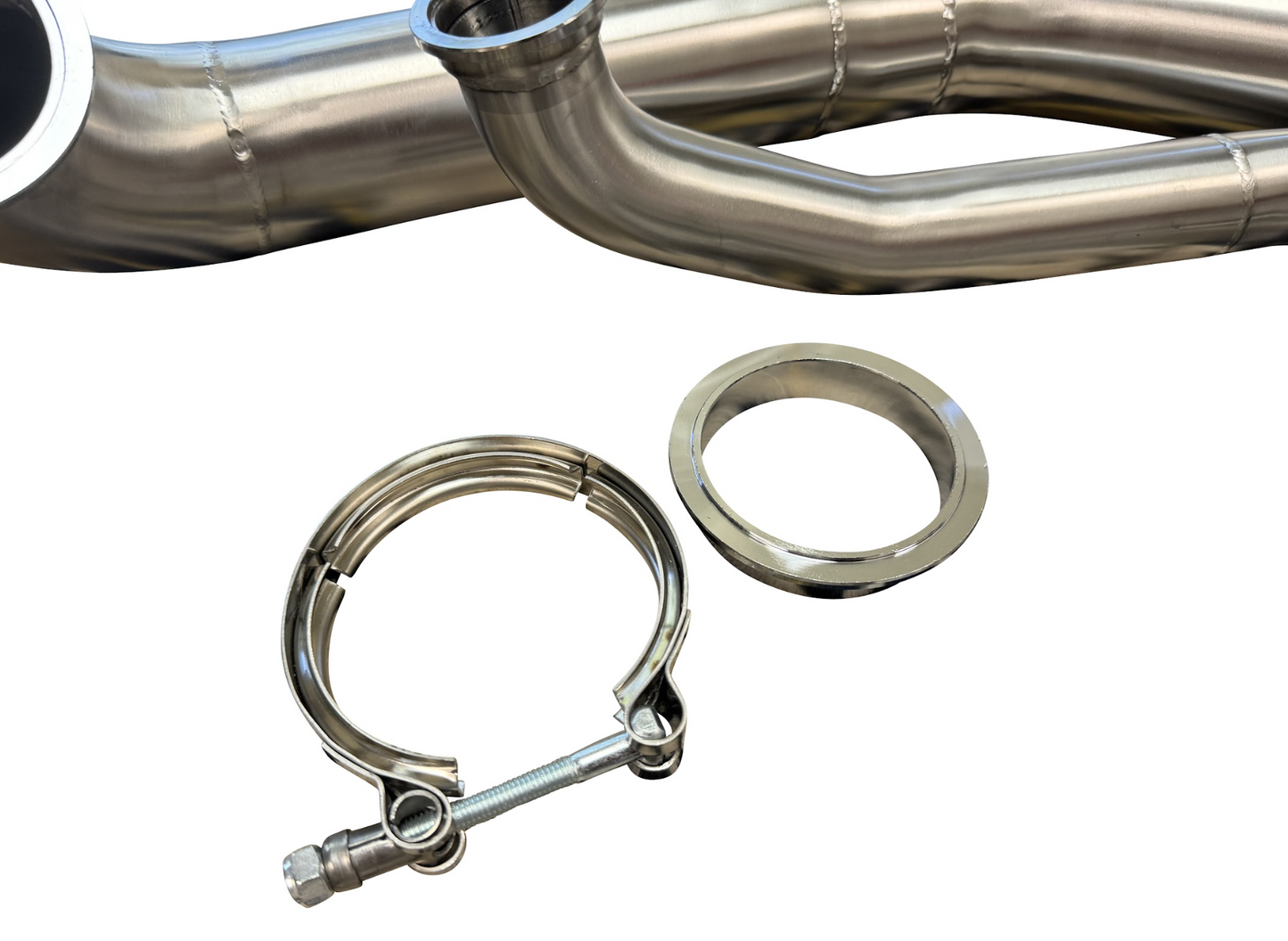 JackSpania Racing K Series Tial 44mm wastegate up pipe and exhaust dump tube for K20 and K24 engines, sidewinder design.
