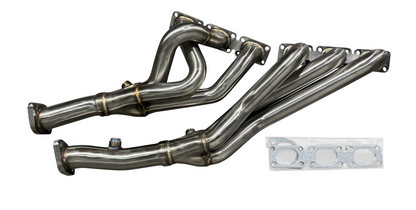 JackSpania Racing BMW E39, E46, Z3 exhaust headers for M54 engine, featuring metallic finish and detailed tubing.