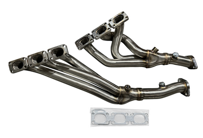 BMW E39, E46, Z3 exhaust headers for M54 engine by JackSpania Racing, fitting 325i, 330i, 525i, and 535i models.