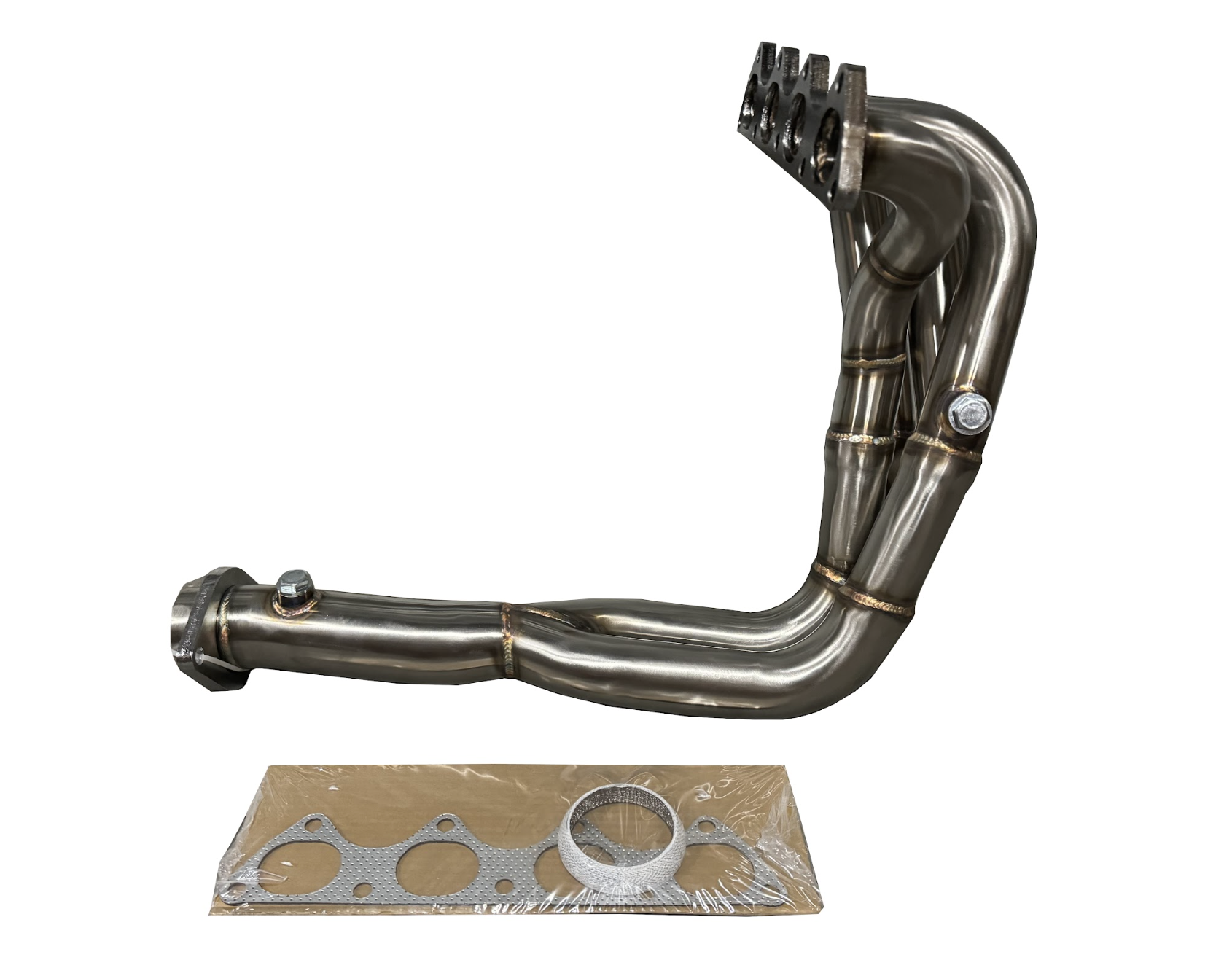JackSpania Racing D-Series TA Tri-Y header for SOHC D16 D15 engines with 2.5-inch collector, high-performance exhaust parts.