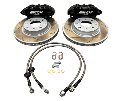 JackSpania Racing JSR Tuner Series big brake kit with 10.3-inch drilled and slotted front rotors, calipers for Honda Acura vehicles.