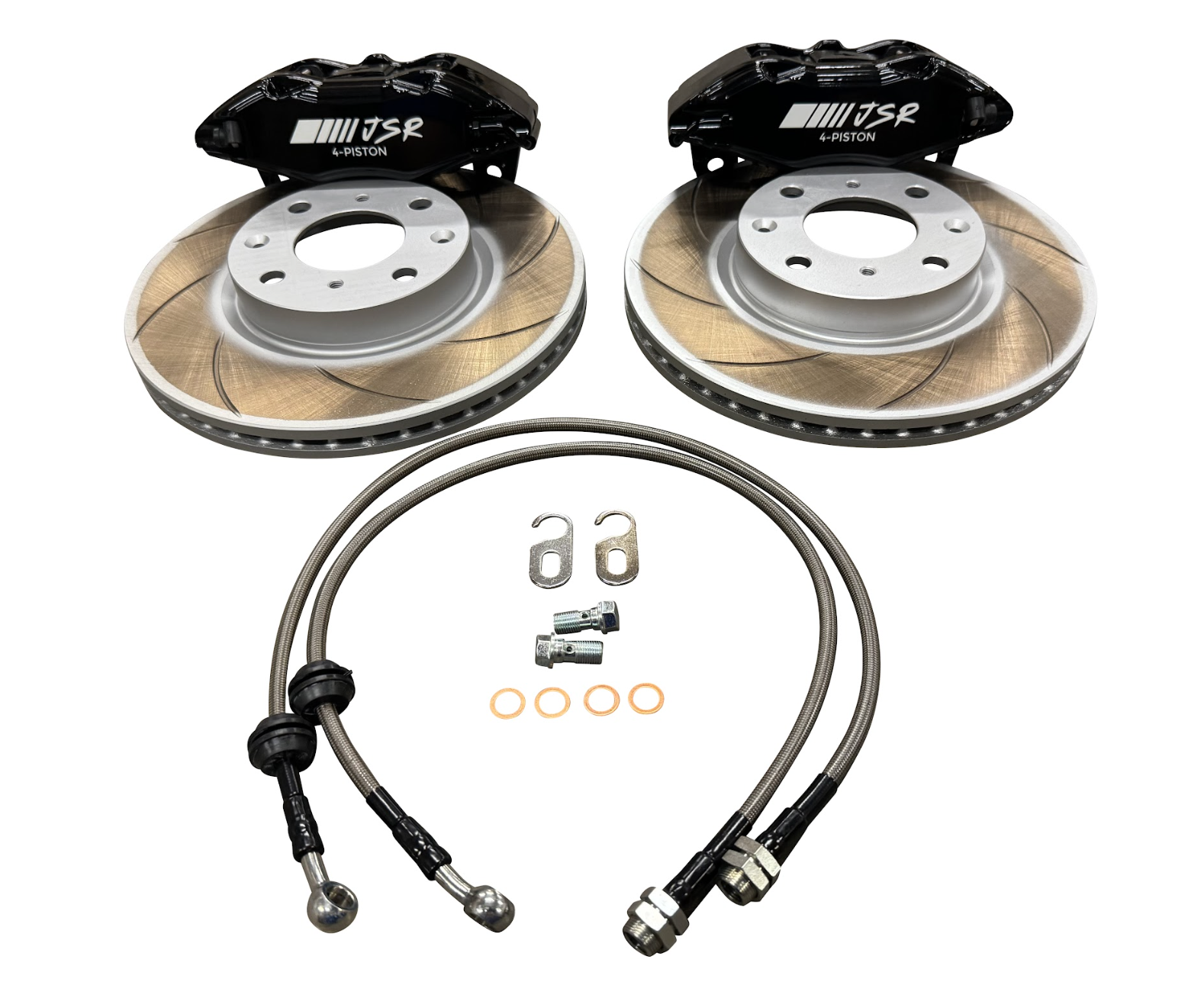 JackSpania Racing JSR Tuner Series Big Brake Kit with 10.3-inch drilled slotted front rotor and caliper for Honda Acura vehicles.